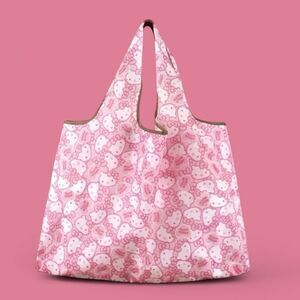 Hello Kitty Pink Nylon Shopping Tote Large Capacity Folding Bag